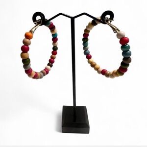 🛍️ 3/$15 Colorful Wood Beaded Hoop Earrings